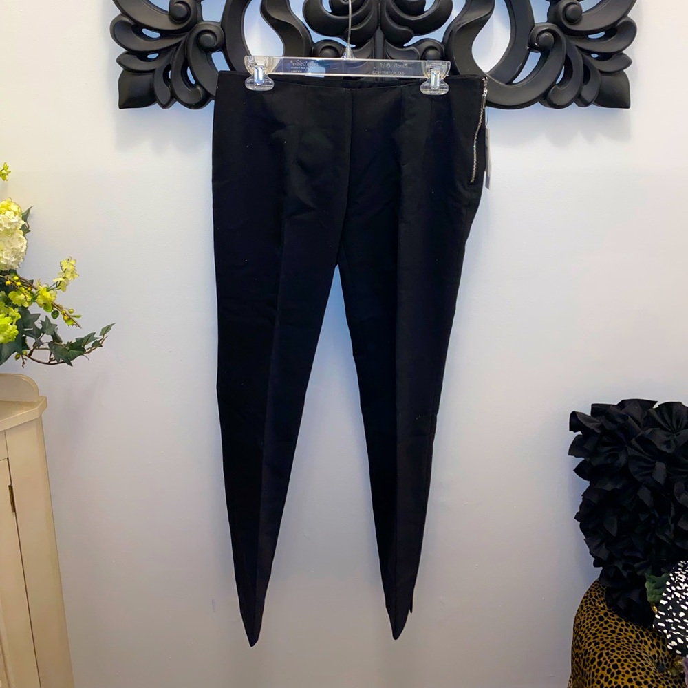 BRAND NEW Pleated front and back black dress pants with silver side zipper